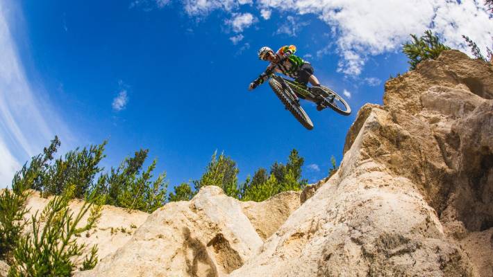 jumping biker